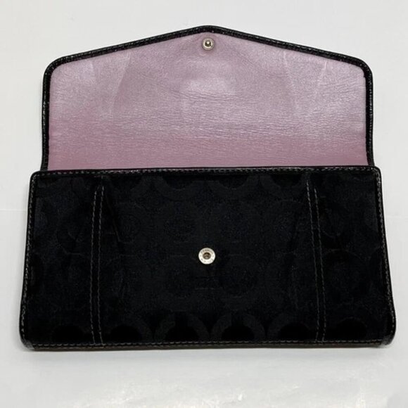 Coach Madison Op Art Flap Wallet Signature Black Canvas 43641 Checkbook EUC - Picture 11 of 16